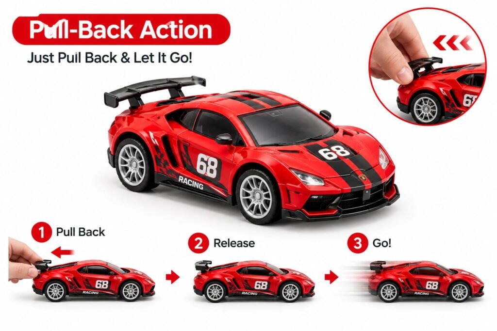 Red pull-back racing car toy