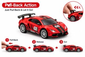 Red pull-back racing car toy
