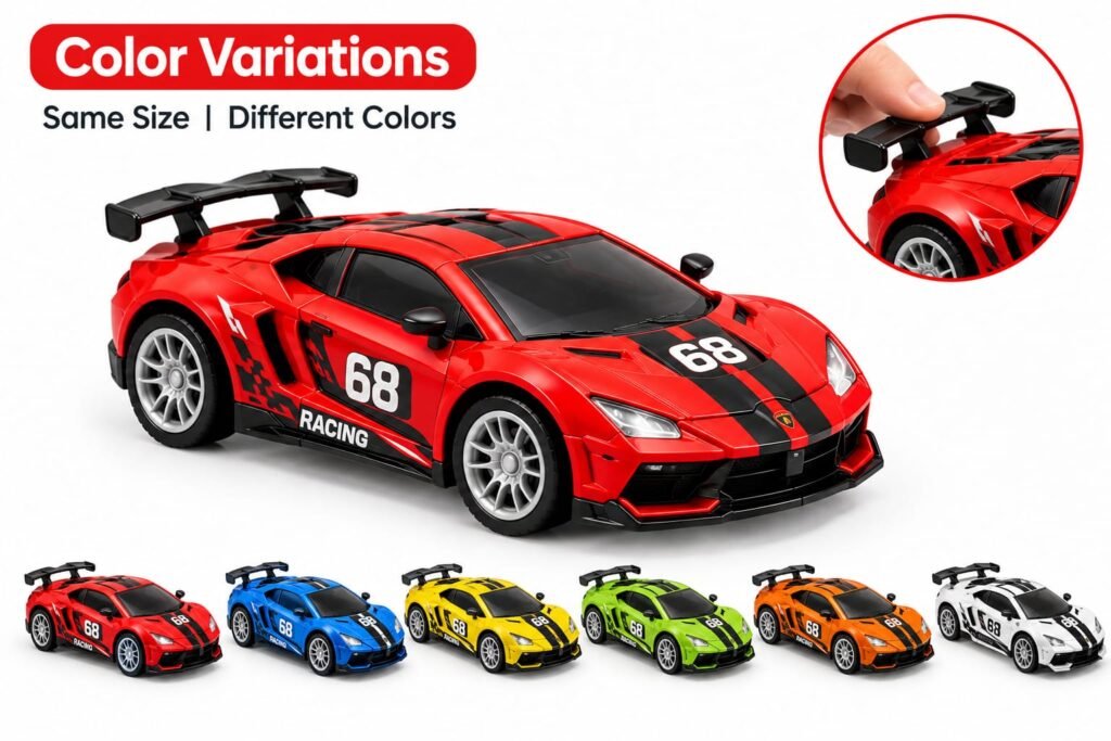 Racing car toy colour options