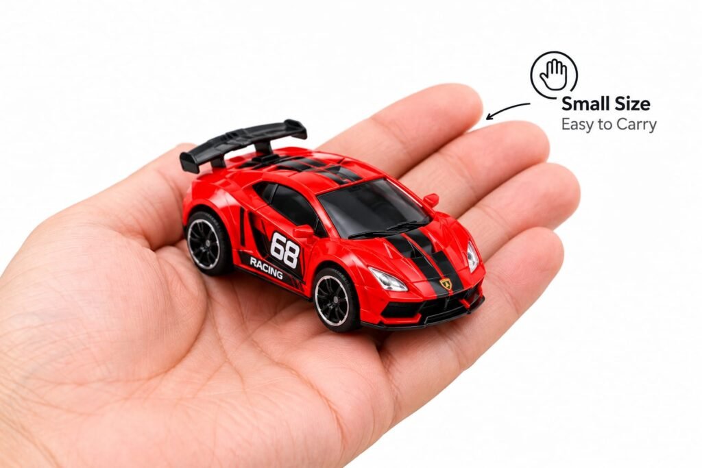 Racing car toy in hand